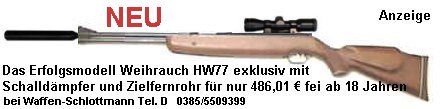 HW77 mit Schalld�mpfer und sehr gutem Zielfernrohr bei Waffen Schlottmann